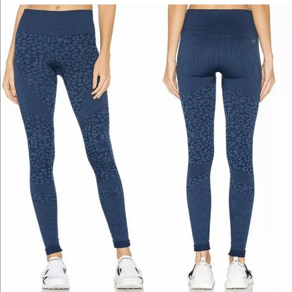 Varley Quincy Navy Leopard Seamless Leggings NWOT